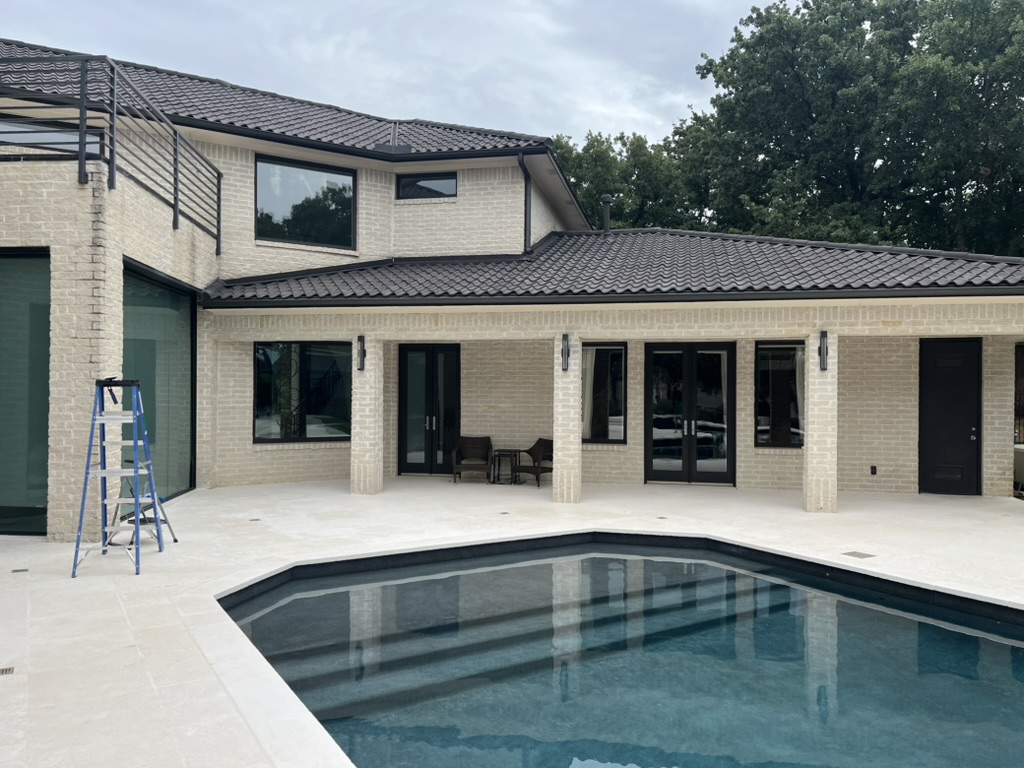 Whole-home window cleaning at a North Texas home with a pool